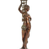 Mysterieuse-Pendeluhr mit Jugendstil-Dame 20. Jh., Emailleziffernblatt… - photo 1