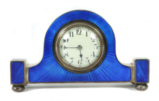 Kaminuhr mit emailliertem Silbergehäuse gepunzt für: Henry Clifford Da… - photo 1