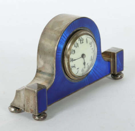 Kaminuhr mit emailliertem Silbergehäuse gepunzt für: Henry Clifford Da… - photo 2