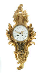 Carteluhr im Rokokostil 19. Jh., Emaillezifferblatt mit arabischen Zif…