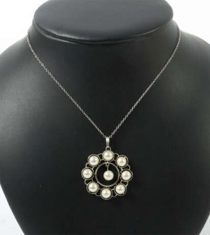 Kette und Anhänger Um 1970, Weißgold Kette 585 Kette und 590 Anhänger … - photo 2