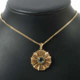 Kette mit Anhänger 20. Jhr., Gelbgold 750, Anhänger in Blütenform bese… - photo 1
