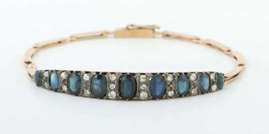 Armband mit Saphiren Anfang 20. Jhr., Gelbgold 585, besetzt mit 18 kle… - photo 1