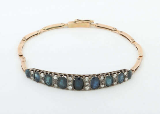 Armband mit Saphiren Anfang 20. Jhr., Gelbgold 585, besetzt mit 18 kle… - photo 2