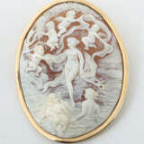 Muschelkamee 20. Jhr., große Brosche mit Muschelkamee, Frauendarstellu… - photo 1