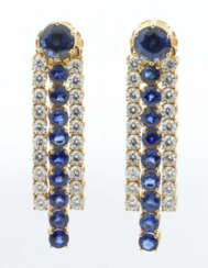 Paar Ohrringe 20. Jhr., paar prunkvolle Ohrringe mit Stecker und 3 hän…