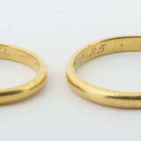 Paar Eheringe 20. Jhr., Gelbgold 900, ges. ca. 8,1 g, RG 52/64. Trages… - фото 1