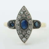 Ring mit Diamanten/Saphiren 20. Jhr., Schiffchenring besetzt mit 16 Di… - photo 1