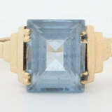Ring 20. Jhr., Gelbgold 750, besetzt mit blauem Stein, säuregeprüft, c… - photo 1