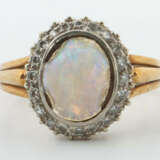 Ring 20. Jhr., Ringschiene mit losem Mittelstein, Gelbgold 585, Entour… - photo 1