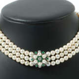 Perlencollier 20. Jhr., 3-reihiges Collier mit Perlen im Verlauf, Vers… - фото 1