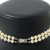 Perlcollier 20. Jhr., 2-reihiges Collier mit Perlen im Verlauf, Zuchtp… - photo 2