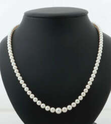 Perlenkette modern, Perlenkette im Verlauf zur Größe hin ansteigend, V…