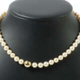 Perlenkette 20. Jhr., Perlenkette im Verlauf, Kugelschließe in Gelbgol… - photo 1