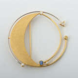 Brosche Modern, mit eingefasstem Mond, Weißgold/Gelbgold 750, bes. mit… - фото 1