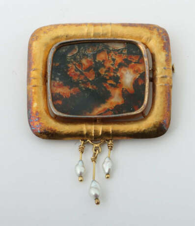 Brosche von Engelhard-Nuss Modern, Gelbgold 750, punziert, eingefasste… - photo 1