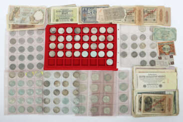 Sammlung 5 DM-Münzen, Schillinge & Geldscheine 73x vor 1979, Silber 62…