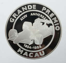 Macau-Silbermünze 1988, Silber, ca. 155,26 g, averse bez. ''GRANDE PRÉ…
