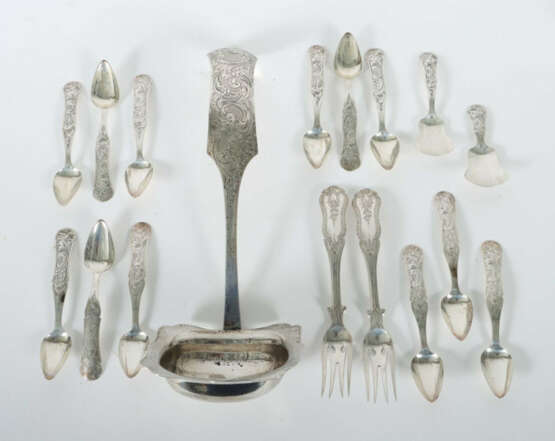 Konvolut Besteckteile Niederlande, 1850-61, Silber 833, ca. 320 g, 17-… - Foto 1