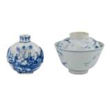 Interessantes Konvolut: 4 Teile blau-weisses Porzellan. CHINA, 19. Jahrhundert. - Foto 6