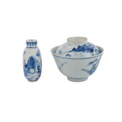 Interessantes Konvolut: 4 Teile blau-weisses Porzellan. CHINA, 19. Jahrhundert.