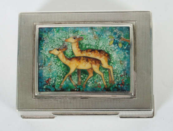 Schatulle mit Emaillebild Emil Brenk, Pforzheim, 20. Jh., Silber 925, … - photo 2 Schatulle mit Emaillebild Emil Brenk, Pforzheim, 20. Jh., Silber 925, … - photo 2