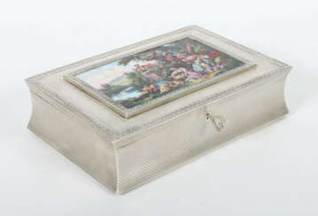 Feine Schmuckschatulle mit Porzellanbild Juwelier Schilling, Stuttgart…