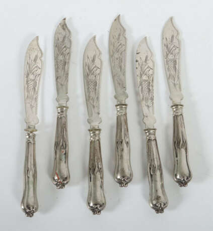 Satz von 6 Jugendstil-Fischmessern wohl Otto Schneider, Berlin, Anfang… - photo 1 Satz von 6 Jugendstil-Fischmessern wohl Otto Schneider, Berlin, Anfang… - photo 1