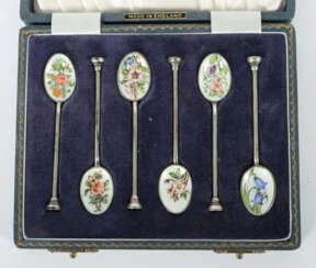 Satz von 8 Mokkalöffeln Henry Clifford Davis, Birmingham, 1963, Sterli…