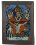 Различный антиквариат. Hinterglasbild ''Dreifaltigkeit'' wohl Oberammergau, 19. Jh., ''Die hl…