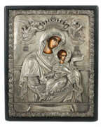 Различный антиквариат. Ikone Muttergottes mit Kind mit Silberoklad Griechenland, 20./21. Jh.,…