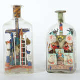 Paar Geduldsflaschen wohl Süddeutschland, 19./20. Jh., Holz bemalt, Pa… - фото 2