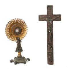 Paar Reliquiare wohl Süddeutschland, 19. Jh., 1x Reliquienkreuz aus Ho…