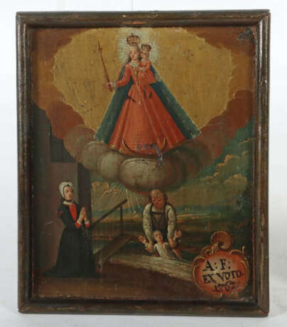 Votivbild Oberbayern, 18. Jh., ''Anbetung der Sichelmadonna'', als Dan… - photo 2