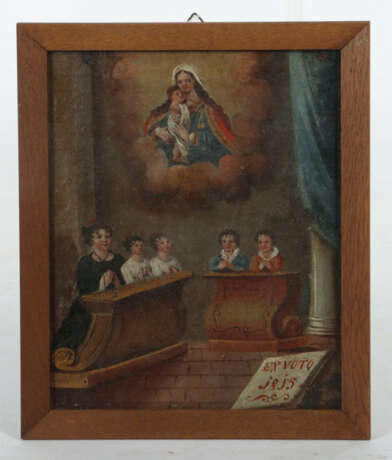 Votivbild Unterfranken, 19. Jh., ''Anbetung der Muttergottes durch ein… - photo 2