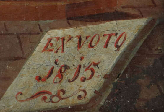 Votivbild Unterfranken, 19. Jh., ''Anbetung der Muttergottes durch ein… - photo 3