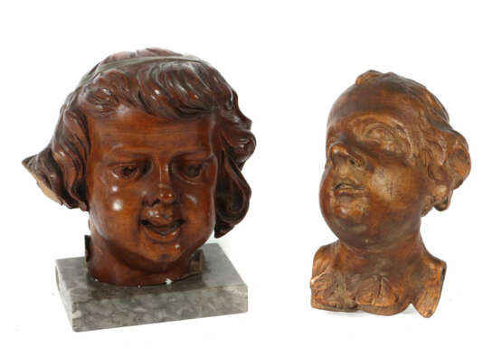 Bildschnitzer des 18./19. Jh. Paar Puttoköpfe, Holz geschnitzt, vollpl… - photo 1