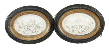 Bildhauer des 19. Jh. Paar Reliefbilder: ''Schlachtszene'' und ''Kreuz…