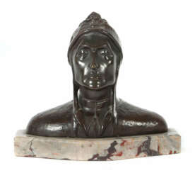 Bildhauer des 19./20. Jh. ''Büste von Dante Alighieri'', Bronze patini…