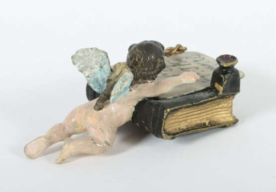 Bildhauer des 19./20. Jh. ''Briefschreibender Amor'', Wiener Bronze, f… - photo 2