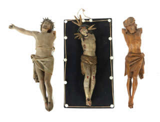 Bildschnitzer des 19. & 20 Jh. Konvolut Corpus Christi, 3-tlg., Holz g…