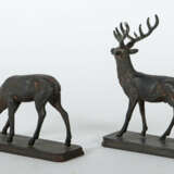 Bildhauer des 20. Jh. ''Paar Hirsche'', Eisenguß patiniert, zwei vollp… - photo 2