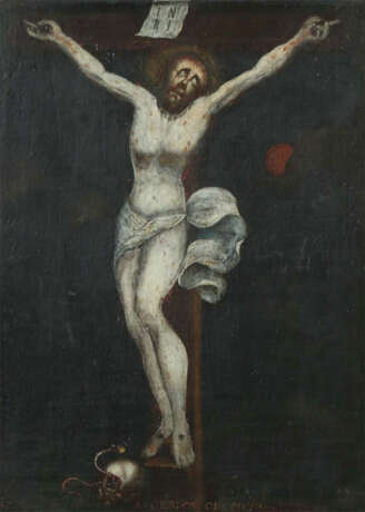 Maler des 18. Jh. ''Jesus am Kreuz'', mit Dornenkrone gen Himmel blick… - photo 1 Maler des 18. Jh. ''Jesus am Kreuz'', mit Dornenkrone gen Himmel blick… - photo 1