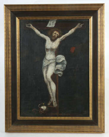 Maler des 18. Jh. ''Jesus am Kreuz'', mit Dornenkrone gen Himmel blick… - photo 2 Maler des 18. Jh. ''Jesus am Kreuz'', mit Dornenkrone gen Himmel blick… - photo 2