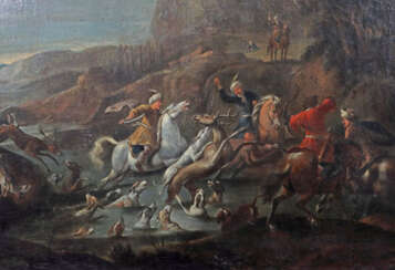 Maler des 18./19. Jh. ''Orientalische Jagdszene'', Darstellung einer H…