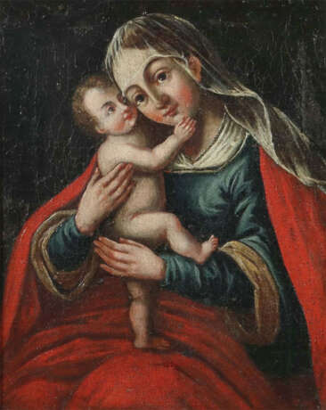 Maler des 18./19. Jh. ''Maria mit Jesuskind'', Maria mit Schleier und … - photo 1