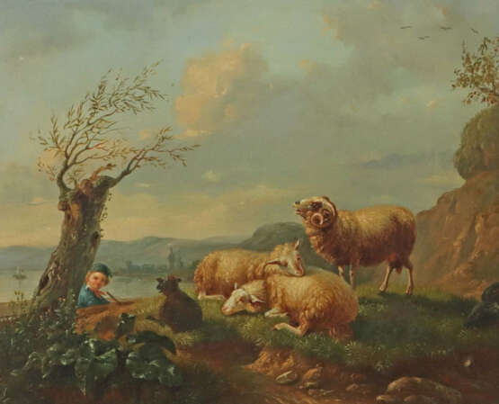 Brunhuber, A. Maler des 19. Jh.. ''Hirtenjunge mit Schafherde'', Schaf… - фото 1 Brunhuber, A. Maler des 19. Jh.. ''Hirtenjunge mit Schafherde'', Schaf… - фото 1