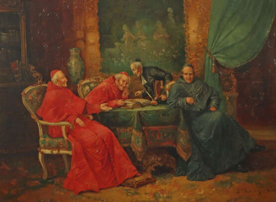 Longardio, L. italienischer Künstler des 19. Jh. ''Theologischer Dispu… - Foto 1 Longardio, L. italienischer Künstler des 19. Jh. ''Theologischer Dispu… - Foto 1