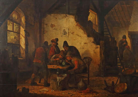 Genremaler/Kopist des 19. Jh. ''Würfelspieler'', flämische Interieursz… - Foto 1 Genremaler/Kopist des 19. Jh. ''Würfelspieler'', flämische Interieursz… - Foto 1