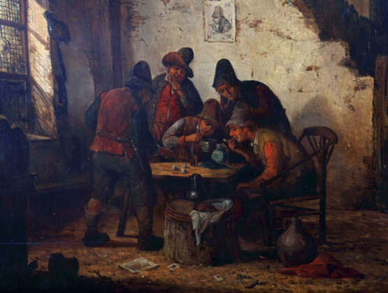 Genremaler/Kopist des 19. Jh. ''Würfelspieler'', flämische Interieursz… - Foto 3 Genremaler/Kopist des 19. Jh. ''Würfelspieler'', flämische Interieursz… - Foto 3